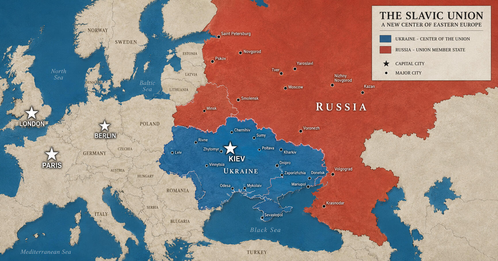 The Slavic Union - Imagined A map showing Kiev as replacing Moscow as center of Slavic life